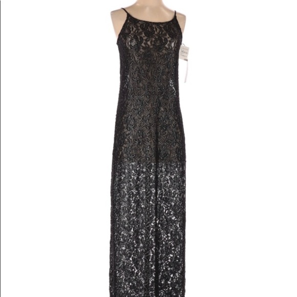 LEITH SLEEVELESS SHEER SCOOP NECK BLACK COVER UP - Picture 1 of 4